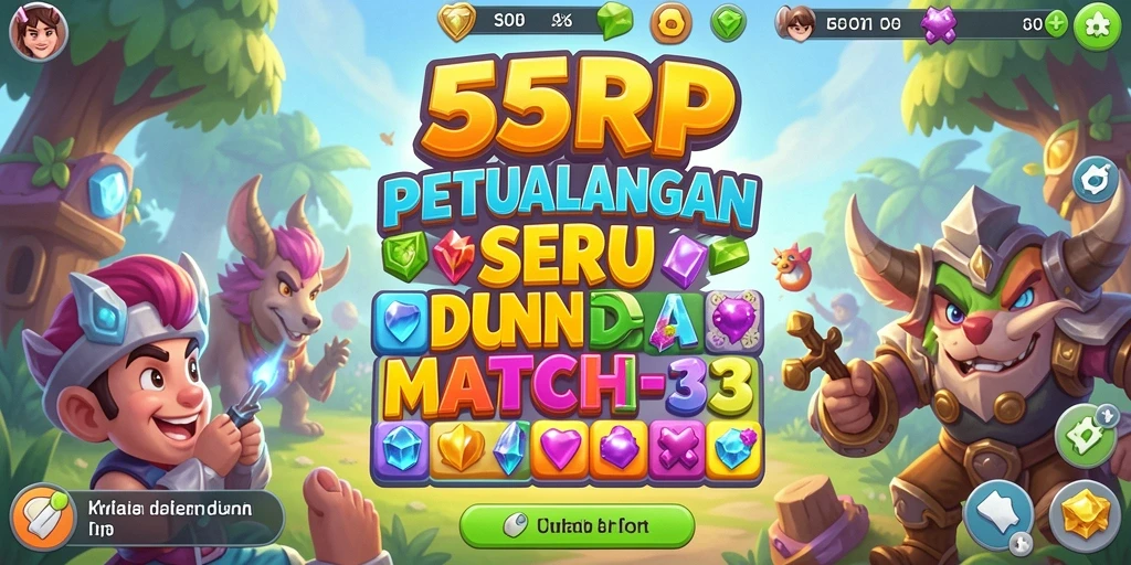 Screenshot gameplay 55RP yang menampilkan keseruan mencocokkan permata.