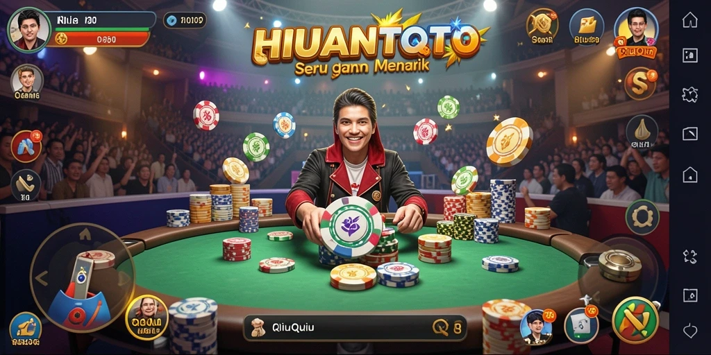 Screenshot gameplay HUJANTOTO menampilkan suasana QiuQiu yang seru.