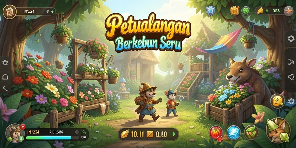 Tampilan gameplay menarik dari IN1234 saat berkebun.