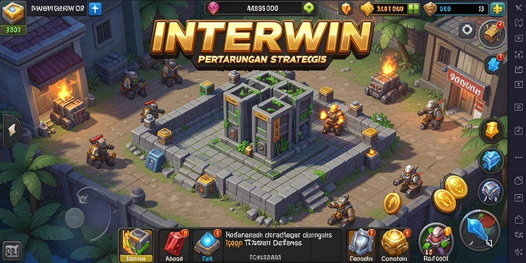 Tangkapan layar INTERWIN menampilkan gameplay strategis Tower Defense yang mendebarkan.
