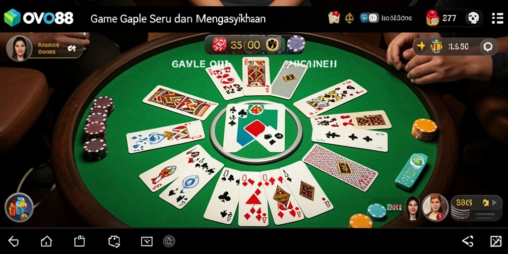 Tampilan gameplay OVO88 yang seru dalam permainan Gaple.