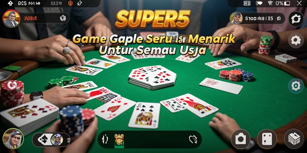 Tampilan menarik dari gameplay Gaple di SUPER5.
