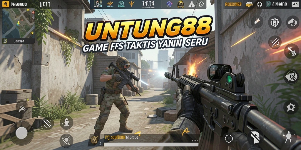 Screenshot UNTUNG88 menampilkan aksi tembak-menembak yang intens.