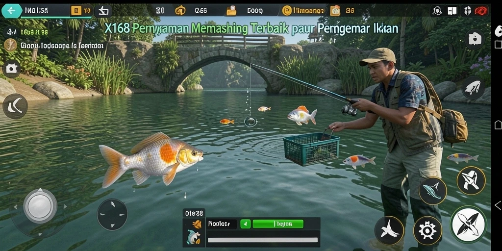 Screenshot dari gameplay X168 yang menampilkan suasana memancing yang menakjubkan.